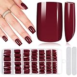 MELLIEX 280 Stück Press on Nails Mittel Quadratische Weinrot Nägel Zum Aufkleben 14 Größen Acryl Falsche Nägel Tips Set Vollständige Abdeckung Künstliche Fingernägel