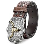 BELTROAD Western Leder Schnalle Gürtel für Männer Frauen Cowboy Cowgirl Herren Ledergürtel für Jeans Weihnachten Herrengürtel Geschenke