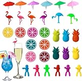 Eymobad 32 PCS Glasmarkierer,Silikon Glas Markierung TrinkgläSer,Wiederverwendbar Glasmarkierer Silikon,Geeignet für Bar-Partydekorationen Wie WeingläSer, ChampagnergläSer, MartinigläSer