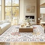 MAST DOO Teppich Wohnzimmer 140x200cm - Boho Kurzflor Teppich Großer Teppich Schlafzimmer - Orientalischer Vintage Teppich Weich Waschbar rutschfest Design für Schlafzimmer, Esszimmer, Küchen