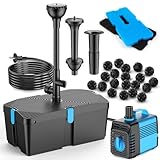 Teichpumpe mit Filter und Springbrunnen Set, 50W 2500L/H Teichpumpe und Filter-Kit, Teichfilter für Außenteiche, sauberer Koi-Teichfilter