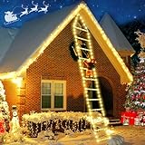 RDDAIPE Led Weihnachtsmann Leiter Lichterkette,3M Led Weihnachtsbeleuchtung Weihnachtsmann Auf Leiter Outdoor mit Speicherfunktion,Timer,8 Modi,für Innen Außen Weihnachtsbaum Fenster Weihnachten Deko