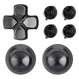 eXtremeRate Ersatz Knöpfe Thumbsticks D-Pad Steuerkreuz aus Aluminium für ps4 Controller,Tasten Bundle Munition Thumb Sticks Bullets Buttons Zubehör für ps4 Pro Slim(Schwarz)-Nur Tasten Set