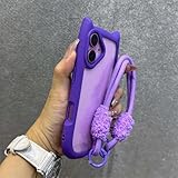 GXZJFC 3D-Katzenohr-Süßes Lanyard, magnetische transparente Hülle für iPhone 16 15 14 13 12 ProMax Plus 11 Armband, durchsichtige Abdeckung, Lila GS, für iPhone 15 Pro