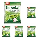 Em-eukal Klassisch Hustenbonbon zuckerhaltig Großbeutel 150g – Der Klassiker mit Eukalyptusöl und Menthol sorgt für den ganz besonderen Geschmack – Höchste Premiumqualität (1 x 150g) (Packung mit 5)