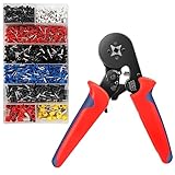 vvhippo Crimpzangen Aderendhülsen Set, Kabelschuhe Set mit Zange 1250 stück Kabelschuhzange Crimpzange Aderendhülsen Zange 0,25-10 mm² Ergonomischer Griff Crimp Tool