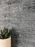 Newroom Tapete Schwarz Vlies Betonoptik - Industrial Used Look Metallic Glanz für Wohnzimmer Schlafzimmer