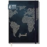 paper&you® Bullet Journal dotted A5 mit Gummiband 'Travel the World' 156 Seiten, Reise-Journal, Notizbuch gepunktet, Tagebuch, nachhaltig & klimafreundlich