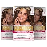 L'Oréal Paris Permanente Haarfarbe, 100% Grauhaarabdeckung, Haarfärbeset mit Coloration, Shampoo und 3-Fach Pflege Creme Farbe, Excellence Creme, 5 Hellbraun, 3 x 268 g