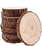 Holzscheiben 10 Stücke Holz Log Scheiben 11-12cm Unvollendete Holzkreise Ungebohrte ohne Loch für DIY Handwerk Hochzeit Mittelstücke Weihnachten Dekoration Baumscheibe