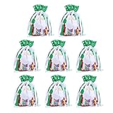 Weihnachtsverpackungstüten, 8 Stück, Weihnachtsgeschenktüten mit Kordelzug für Süßigkeiten, Dekoration für Zuhause und Partyzubehör für Erwachsene, Urlaub, Hochzeit, und Festival