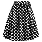 WERFORU 50er Jahre Rock Polka Dot Rockabilly Damen Vintage Rock Damen Knielang
