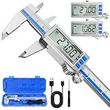 Preciva Digitaler Messschieber Aufladbar, 150 mm/0-6 Zoll Schieblehre Edelstahl, IP54 Schutz, LCD Display mit Automatischem Abschalten, Messwerkzeug für Haushalt, DIY und Industrie