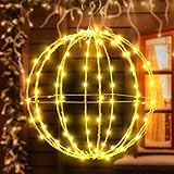 Nexoria Leuchtkugel Weihnachten, 30CM Weihnachtsbeleuchtung Außen Led Kugel Hängende LED Dekokugel Lichterkette Kugeln Beleuchtete Weihnachtskugeln LED Kugeln Weihnachtsdeko Aussen für Garten (30cm)