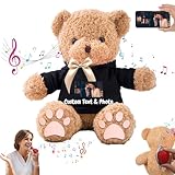 MeterBear Personalisierte Geschenke Teddybär mit Aufzeichnung für Kinder Erwachsene, Personalisierte Bär Plüschtiere mit Schleife als Besondere Geschenke für Valentinstag Weihnachten (30cm-Foto+Text)