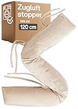 Praknu Zugluftstopper für Fenster bis 120cm - Waschbar - Energiesparend - Extra Lang & Schwer - Auch für breite Türen - Beige