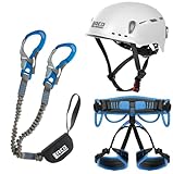 Generisch LACD Ultimate Ferrata + Gurt Start 2.0 + Helm Protector 2.0 White - Klettersteigset (Grösse L (Taille = 87-130cm, Bein = 60-84cm))