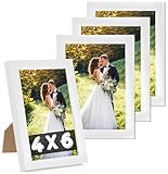 Bilderrahmen-Set, 15,2 x 10,2 cm, Weiß, für 10,2 x 15,2 cm große Bilder, 15,2 x 10,2 cm, kleine Holz-Bilderrahmen für Tischplatte