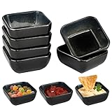 HEKOBAG Dip Schälchen, 6 Stück Keramik Saucenschälchen Quadratische Sojasauce Schälchen Gewürzschüsseln Kleine Porzellan Dip Schalen Set für Dips, Snacks, Desserts, Sushi-7,5x3cm