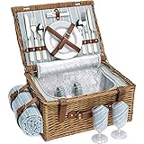 HappyPicnic Wicker Picknickkorb für 4 Personen, Willow Storage Hamper Service Geschenkset für Camping und Party im Freien (M for 2 Persons)