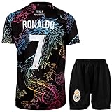 KISRAS Madrid Kinder Trikot #7 No Sonderdesign Limitierte Auflage Fußball Trikot Shorts Kinder und Jugend Größe(Mix,140)