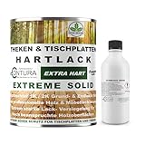Contura Hartlack 2K Lack Thekenlack Glänzend Tischplattenlack Theken Holzlack Klarlack Set mit Härter Contura Zweikomponenten Lack farblos (Transparent, 750ml.)