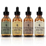 Striking Viking Bartöl 4er-Pack Weichmachendes & pflegendes Bartöl für Männer - Zitrus-Vanille-Sandelholz & Zedernholz-Düfte - Angereichert mit Argan- & Jojobaöl - Duftendes Bartöl - Bart-Set