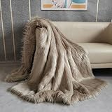 Kunstfell-Überwurfdecke, 150 x 60 cm, Decken und Überwürfe, Decke für Sofa, Flauschiger Fellüberwurf, warme, gemütliche, Flauschige Felldecke für Bett, Sofa, Couch, Heimation, 60 x 150 cm