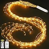 Joycome Lichterschweif 1M 100 LED Weihnachtsbeleuchtung mit Batterie, Timer, Fernbedienung, Lichterstrang 8 Modi Wasserfall Lichterkette Wasserdicht Lichterbündel für Weihnachten Außen Innen Deko