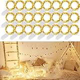 WATERGLIDE 24 Stück Lichterkette, batteriebetrieben (im Lieferumfang enthalten), 2 m 20 LED-Mini-Lichterkette, wasserdicht, Silberdraht, Glühwürmchen, Sternenlichter für DIY, Dekoration, Warmweiß