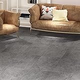 Livelynine 16 Fliesen Vinylboden Selbstklebend Wasserdicht PVC Bodenbelag Selbstklebend Fliesen Zement Grau Bodenfliesen Selbstklebend 30x30 Laminatboden Vintage Abriebfester für Bad Küche Wohnzimmer