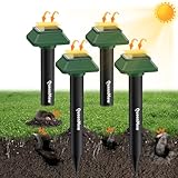 4er-Pack Maulwurfschreck Solar, 7500 Quadratfuß Effektive Strecke Ultraschall Wühlmaus Vertreiben, IP66 Wasserschutz Wühlmausschreck, für Maulwürfe, Ratten, Schlangen, Hasen und Nagetiere