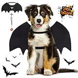 Vivifying Fledermausflügel Hund, Halloween Hundekostüm Fledermaus Flügel mit Kürbisglocke, Einstellbar Fledermaus Flügel Cosplay Dekoration(Hals: 12,6-20,5 Zoll/Brustumfang: 13,5-24,4 Zoll)