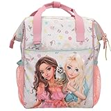 Depesche 13330 TOPModel Juicy - Rucksack in Creme und Rosa, mit Model Motiv und buntem Muster, Tasche mit verstellbaren Trägern