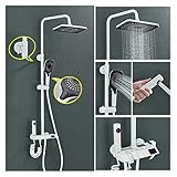Shower system , Duschsystem Digitales Duschset Badezimmer-Duscharmatur Regenfall Heiß-Kalt-Mischbatterie Halterung Duschsystem Pistole Grau Weiß Schwarz (Farbe: Weiß 4-Wege A, Größe: 1)(White 4-ways B
