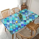 Gitter-Tischdecke, quadratisch, wasserdicht, schmutzabweisend, Polyestergewebe, waschbar, für drinnen und draußen, Party, Esstisch, 1,5 m