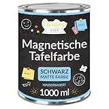 Creative Deco Magnetisch Schwarz Wandfarbe Kreidefarbe Tafelfarbe | 1000ml | 2 m² Effizienz mit 3 Schichten | Für Wand, Holz, Metall, Glas | Wasserbasis | Aussenbereich Kreideschreiben und Zeichnen