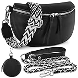 BROTOU Leder Handy Umhängetasche Echtes Crossbody Bag mit 2 Breitem Schultergurt Kartenhalter, mit Kleine Ledertasche Schwarz UmhäNgetasche Damen Leder UmhäNgetasche Damen, Kleine Umhängetasche Damen