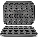 Yikki Mini Muffins Backform, 2-Pack Muffinform, Karbonstahl Muffinblech 24er, Verdickung Antihaftbeschichtet Minimuffinform, Cupcake Förmchen Muffin Form