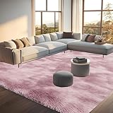 YANHONG Teppich Wohnzimmer Schlafzimmer 130 x 200 cm rutschfest Waschbar Flauschig Moderne Deko Kuscheliger Teppich Uni Modern Schlafzimmer Deko Fürs Kinderzimmer, Rosa