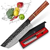 BILLION DUO Damastmesser Nakirimesser 18,3 cm, 67 Schicht VG10 Damaszener Stahl Kochmesser, Profi Fleischmesser, Damast Messer mit Holzgriff - HGBY Serie