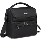VASCHY Kühltasche, Isolierte Lunch Tasche 14 Dosen Lunchpaket Große Kapazität Auslaufsicher Wasserabweisend Thermal Picknicktaschen mit Doppel-Fächern für Herren Damen Schwarz