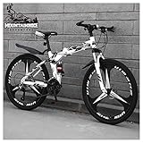 GSACLKES Mountainbikes, Dualpension Mountain Trail 24 Zoll Für Erwachsene Männerd Frauen, Klappbares Mountainmit Scheibenbremsen, Hochkohlenstoffstahl-Rahmend Verstellbarer Sitz, Roter Spoke, 24 Gesch