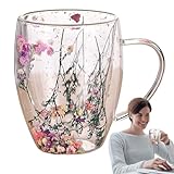 Isolierte Glasbecher – 350 ml doppelwandige Cappuccino-Tassen, klare Espressogläser mit Griff | Kreatives Trinkgeschirr für Latte-Saft-Tee-Getränke