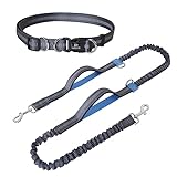 Snocyo Joggingleine Hunde, Jogging Hundeleine für Mittelgroße und Große Hunde, Elastische und Reflektierende Hundeleine, Einziehbare Laufleine mit Doppelgriff & Taillengürtel