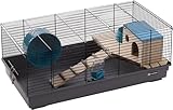 Hamsterkäfig Flamingo Jang - Schwarz/Grau, Komplett ausgestattet, 58 x 31,5 x 22,5 cm, Ideal für Hamster und Mäuse