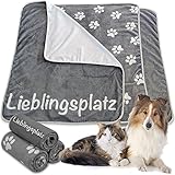 3 er Set Flauschige Hundedecke, Katzendecke, Kaninchendecke : 1 x Lieblingsplatz, 1 x Tierpfoten, 1 x schlicht grau
