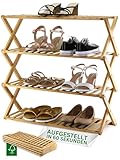 Felino® Schuhregal Schuhablage Organizer aus Bambus Holz offen | 70cm lang | Schuhorganizer offenes Regal klappbar auch für Camping