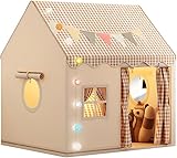 Kinder Spielhaus Indoor,Kinder Bettzelt,Spielzelt für Drinnen,Prinzessin Zelt mit Fenstern, Kinderspielhaus, Kuschelecke Kinderzimmer Dekor(Neutralen Farben)