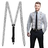 Leuchtende Herren LED Hosenträger (Weiß), LED-Leucht-Hosenträger, Leopardenmuster Y-Form Verstellbar Hosenträgers für Musik, Rave Party, Karneval Kostüm, Weihnachten, Neon-leuchtendes Dunkle Deko